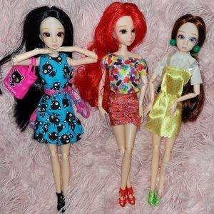 Lot of 3 posable anime dolls